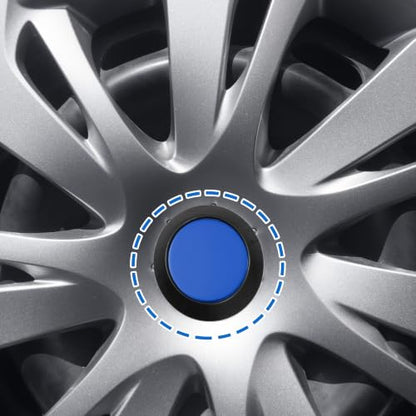 ACROPIX 4pcs OD 70mm/2.76" Black Gloss Blue Car Wheel Center Hub Caps