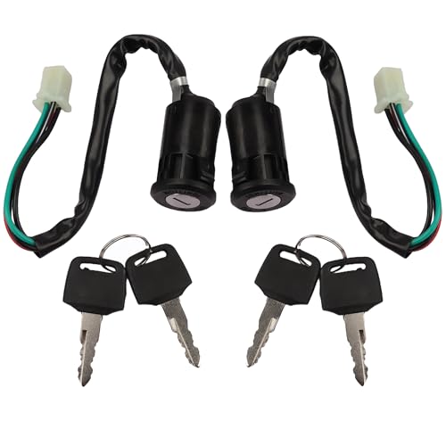 2 Pack Ignition Switch with Keys 4 Wire Pin Starter Key Switch for 50cc 70cc 90cc 110cc 125cc 150cc 200cc 250cc ATV Quad Go Kart Pit Bike Scooter TaoTao Coolster Apollo Sunl Roketa Baja Hawk Coleman