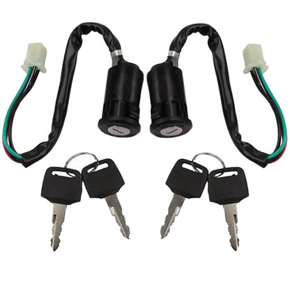2 Pack Ignition Switch with Keys 4 Wire Pin Starter Key Switch for 50cc 70cc 90cc 110cc 125cc 150cc 200cc 250cc ATV Quad Go Kart Pit Bike Scooter TaoTao Coolster Apollo Sunl Roketa Baja Hawk Coleman