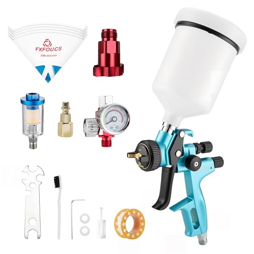 HVLP Air Spray Gun Kit 1.3mm, Professional Automotive Paint Sprayer - color: Cyan, size: 1.3mm