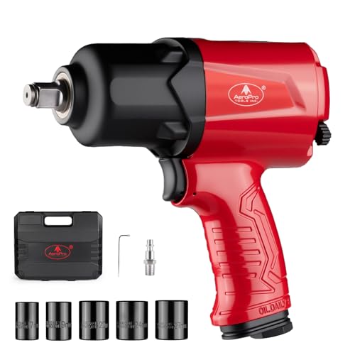 AEROPRO TOOLS 1/2-Inch Aluminum Air Impact Wrench Set,Max Torque 1380ft-lbs - style: 1380 ft-lbs | Air Impact Wrench + Socket