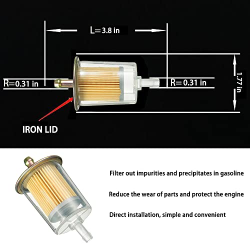 5/16" Universal Fuel Filters Industrial Tractors Cars Trucks Motorcycles Gas Powered Engine Inline Gas Fuel Line 10 Pack