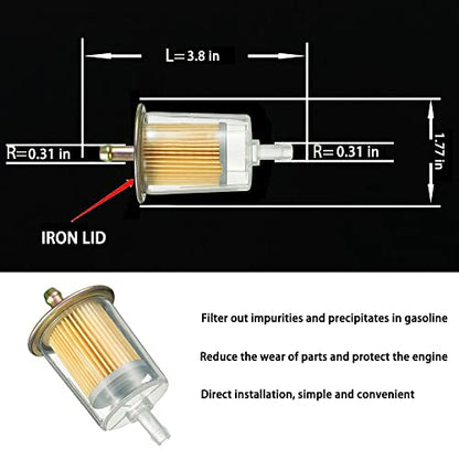 5/16" Universal Fuel Filters Industrial Tractors Cars Trucks Motorcycles Gas Powered Engine Inline Gas Fuel Line 10 Pack