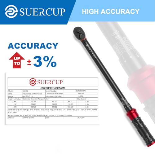 SUERCUP Torque Wrench 1/2-Inch Drive, 40-320Ft.Lb, for Motorcycle & Auto - size: 1/2" 40-320 Ft.Lb/54.2-433.6 N.m