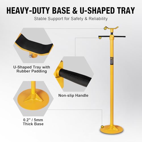 YELLOW JACKET Underhoist Support Stand 3/4 Ton Capacity Lifting from 52.8" to 76", 12 Inch Diameter Base, Bearing Mounted Spin Handle, Contoured Saddle Supports Vehicle Components, Self-Locking Screw - size: 3/4 ton normal
