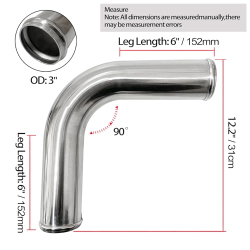 OD 3" (76mm) 90 Degree Aluminum Elbow Intercooler Pipe - size: 3" (76mm)