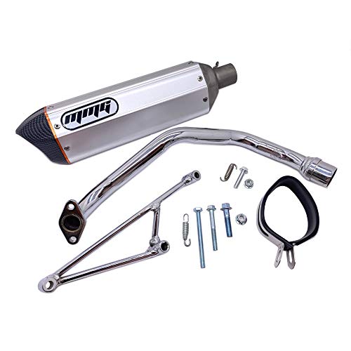 MMG Exhaust System Muffler, GY6 125cc/150cc, Metallic Silver