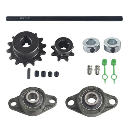 Jackshaft Sprockets with UCFL203 Pillow Block Bearings Go Kart Minibike Complete Jackshaft Kit 5/8" X 14" 40/41/420 Chain - size: 5/8" X 14"