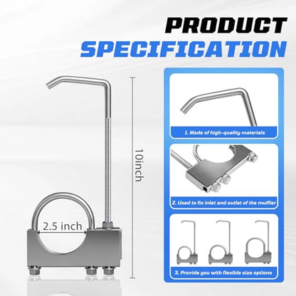 2.5" Universal Exhaust Clamp with Hanger, 2 PCS - size: 2.5 Inch