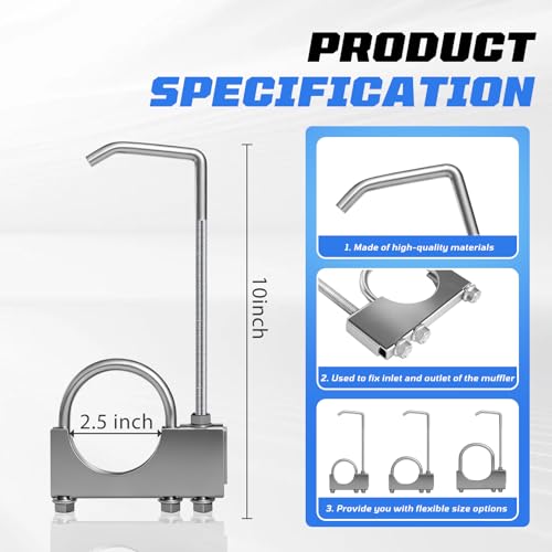 2.5" Universal Exhaust Clamp with Hanger, 2 PCS - size: 2.5 Inch