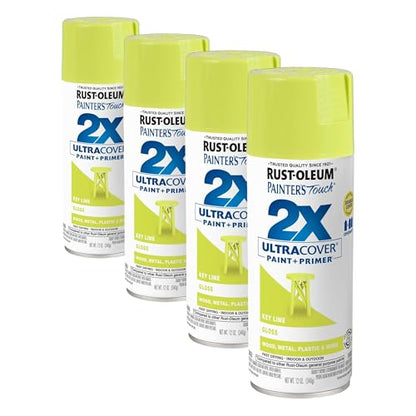 Rust-Oleum 334036 Painter's Touch 2X Ultra Cover Spray Paint, 12 oz, Gloss Key Lime (Pack of 4) - color: Gloss Key Lime, size: 12 Ounce (Pack of 4)