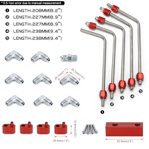 LS Coolant Crossover Steam Vent Kit 6.0 5.3 LS Steam 4 Port Line Kit - color: Red