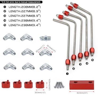 LS Coolant Crossover Steam Vent Kit 6.0 5.3 LS Steam 4 Port Line Kit - color: Red