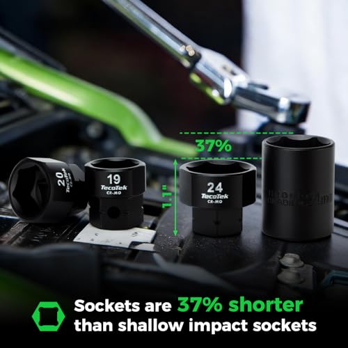TecoTek 14PCS 1/2" Drive 17-30mm Low Profile Nano Impact Socket Set - size: 17mm - 30mm(1/2" Dr.)