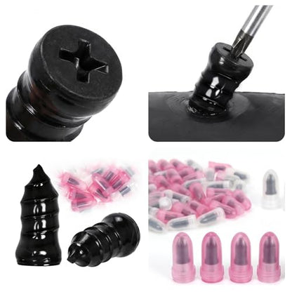 Marrywindix 70 Pcs Tire Repair Rubber Nails Kit Spiral Self-Tapping Screw Plugs Two Sizes Self Service Fast Tool for Car Motorcycle Truck Tractor Puncture Patching Solution
