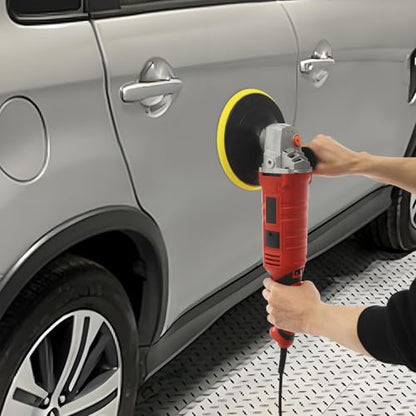Car Buffer Polisher, 1580W 6 Inch Rotary Buffer Polisher Waxer, 500-3500 RPM, 7 Dial Settings, Foam & Wool Pads Included – Professional Handheld Electric Polishing/Waxing Machine (Red) - color: Red