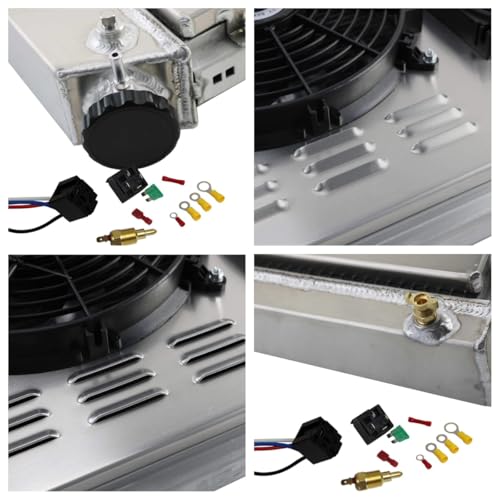4 Row Aluminum Radiator&Shroud&Fans For Chevy 70-81 Camaro / 78-87 Monte Carlo, Replacement Radiator, aluminum radiator