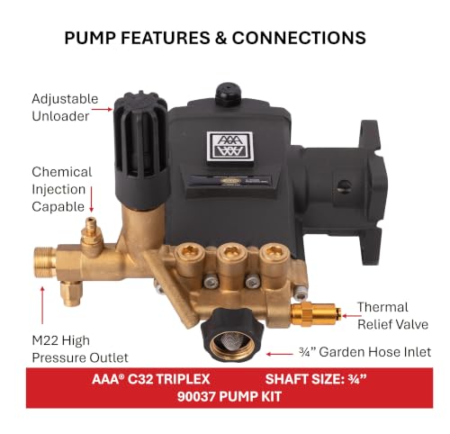 AAA 3700 PSI 2.5 GPM Horizontal Replacement Pressure Washer Pump Kit, 90037