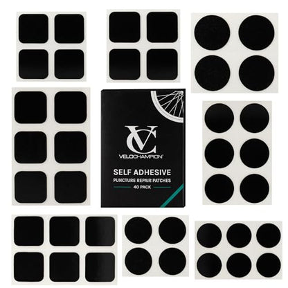 VeloChampion Self Adhesive Bike Tire Repair Kit & Optional Tire Levers - size: 40 Patches