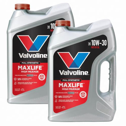 Valvoline Full Synthetic High Mileage with MaxLife Technology SAE 10W-30 Motor Oil 5 QT (Pack of 2) - size: 5 qt (Pack of 2), style: Full Synthetic High Mileage