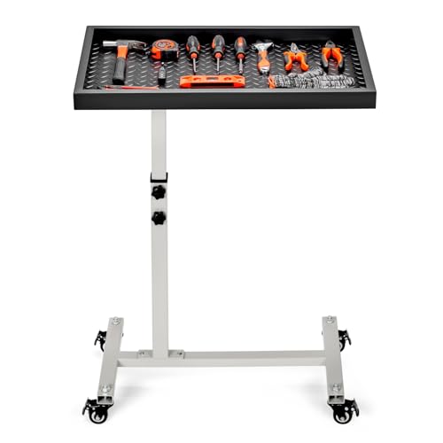 OLBRUS Adjustable Work Table, Mechanic Rolling Tool Tray Table, Gray - color: Gray