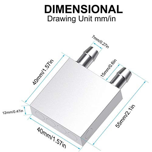 Aluminum Water Cooling Block, Liquid Water Cooler Heat Sink System for PC Computer CPU Graphics Radiator Heatsink Endothermic Head Silver 2pcs(40mm x 40mm x 12mm) 4 - size: 40mm-4