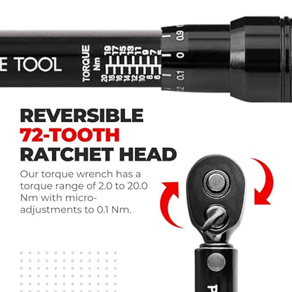 PRO BIKE TOOL Bike Torque Wrench Set - 1/4 Inch Drive, 2.2-16.9 Nm - color: Black