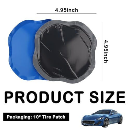 10PCS 4.95×4.95" Tire Patch Kit,Thick Rubber Tire Patches Heavy Duty for Punctures and Cracks,Universal Tires Repair Patch as Tires Repair Kit for Most Cars/Trucks/SUVs