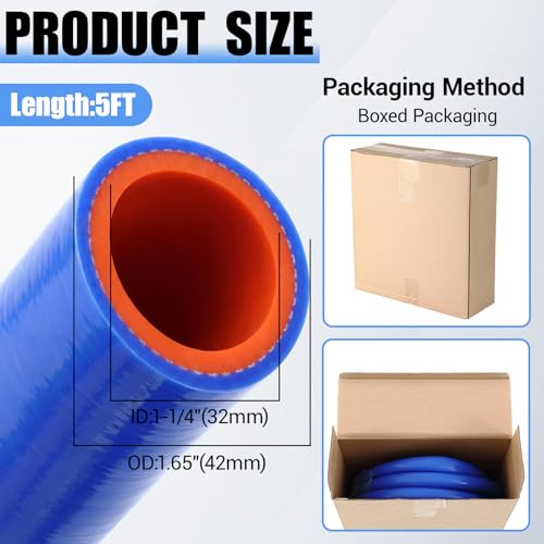 Outus 1-1/4" Id, 5ft Silicone Heater Hose,Coolant Radiator Hose, Blue, 1 - color: Blue, size: 1-1/4" ID, 5ft