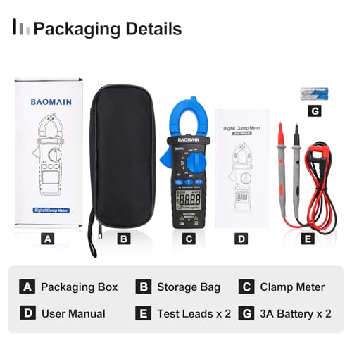BAOMAIN Digital Clamp Meter 4000 Counts AC Current AC/DC Voltage BM1701