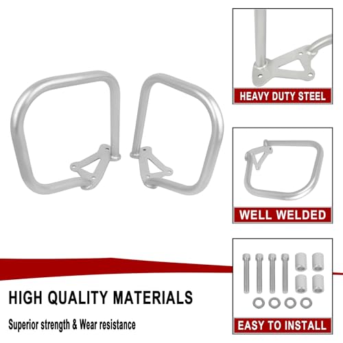 Saddlebag Guard Crash Bars Engine Guard Protector Replacement for BMW K1600GT K1600GTL K1600 GT K1600 GTL 2011-2025 Highway Bars Protector (Front and Rear, Sliver) - size: Front and Rear