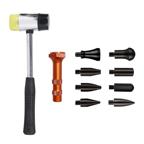 10 Pcs Dent Repair Kit - Dent Removal Tools, with Rubber Hammer & 9 Heads - size: Dent Puller Kit-10 Pack