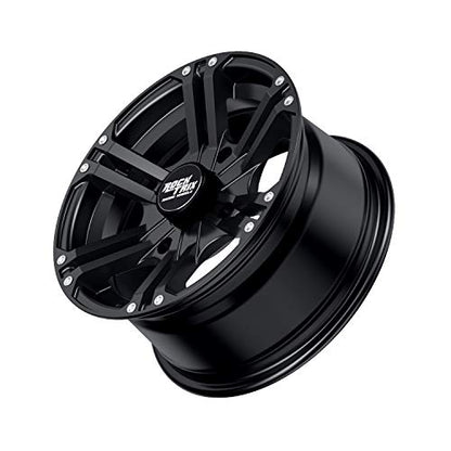 RockTrix RT101 14x7 ATV UTV Wheel 4x110 5+2 Offset, Matte Black, 4pc Set - size: 14x7 (5+2)