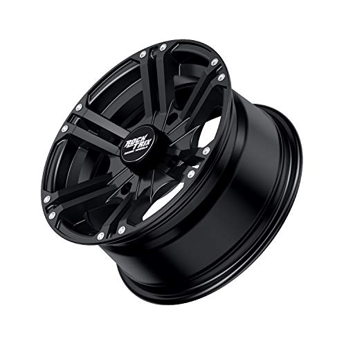 RockTrix RT101 15x7 ATV UTV Wheel 4x110 4+3 Offset, Matte Black, 4pc Set - size: 15x7 (4+3)