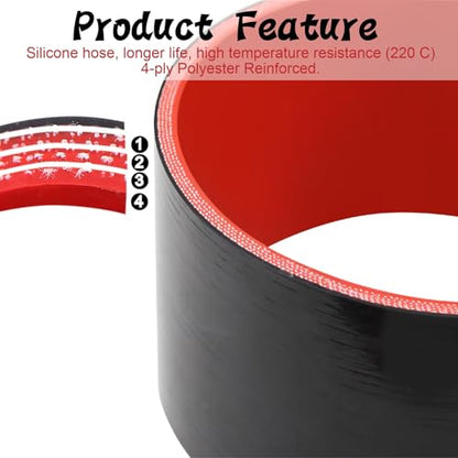 Silicone Coupler ID 5 inch Straight Rubber Intake Hose 4-Ply - size: ID5"