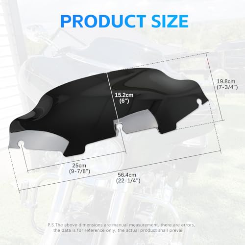 Rich Choices 6" Motorcycle Windshield Windscreen Wind Splitter Compatible with Harley Davidson Touring Street Glide Electra Glide FLHT FLHTCU Ultra Classic Glide FLHX FLHTK Tri Glide 1996-2013 - color: Black, size: 6inch
