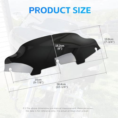 Rich Choices 6" Motorcycle Windshield Windscreen Wind Splitter Compatible with Harley Davidson Touring Street Glide Electra Glide FLHT FLHTCU Ultra Classic Glide FLHX FLHTK Tri Glide 1996-2013 - color: Black, size: 6inch