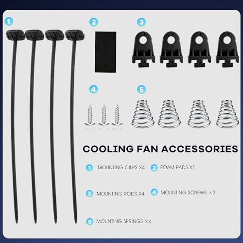 7 inch Slim Fan Electric Radiator Cooling Fan 12V 80W with Thermostat Wiring Switch Relay Kit Black - size: 7 Inch