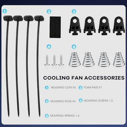 12 inch Electric Radiator Cooling Fan 12V 80W with Thermostat Wiring Switch Relay Kit Black - size: 12 Inch