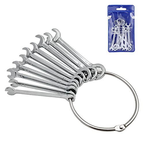 Mini Wrench Set Open End Wrench Combination Wrench Sets With Chain Ring Metric Type Wrenches (10pcs) - size: Blue is Metric Type