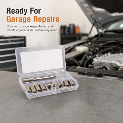 M10x1.25 Spark Plug Thread Repair Kit, 11‑Piece Tap & Inserts Set - color: M10*1.25