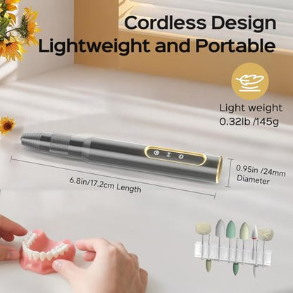 Cordless Mini Polisher for Acrylic & Soft Liners, Rechargeable, 35000 RPM