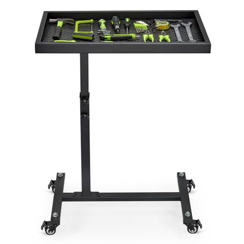 OLBRUS Adjustable Work Table, Mechanic Rolling Tool Tray Table, Black - color: Black