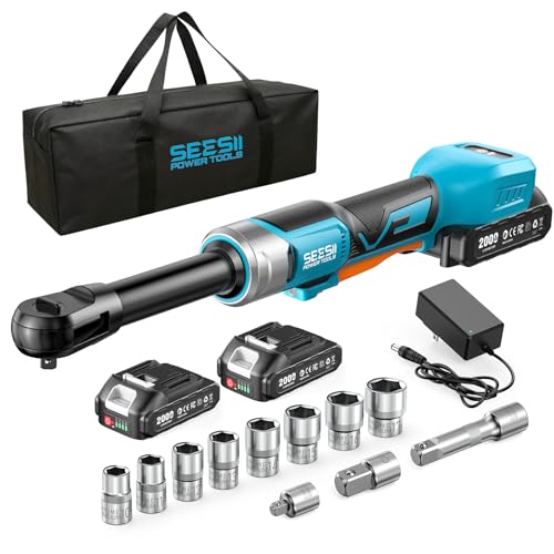 Seesii 3/8" Extended Cordless Electric Ratchet Wrench 3-Speed for Auto DIY - size: Extended 6 Inch