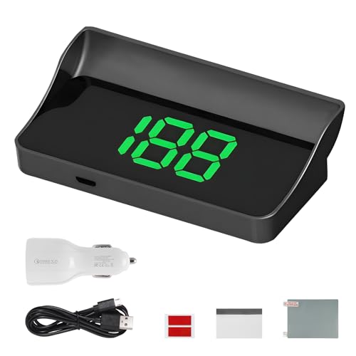 Heads Up Display for Car, Windshield Projection Digital Speedometer with USB Cable & Car Charger Adapter, Plug and Play HUD w/Large Font Display & Overspeed Alarm for Most Vehicles (KM/H) - color: KM/H