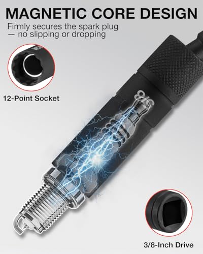 WORKPRO 3/8" Drive 6-Piece Magnetic Spark Plug Socket Set - size: 6PC(14MM,5/8",9/16",13/16")