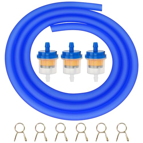HIAORS Dirt Bike Gas Fuel Line 3/16 Compatible with GY6 139QMB 157QMJ SSR110 150cc 125cc 90cc 70cc 50cc Taotao Apollo Scooter Moped Go Kart ATV Quad 4 Wheeler Motorcycle Parts Blue with Fuel Filter - color: Blue