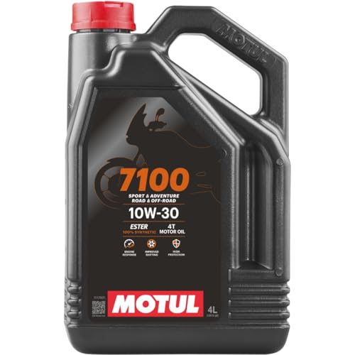 Motul 7100 4T 10W-30 Full Synthetic Motorcycle Oil - Ester Core Technology - API SP JASO MA2 Wet Clutch and DCT Safe - Engine Protection for Honda, Hero, TVS - 4 L - color: 10W-30, size: 4L
