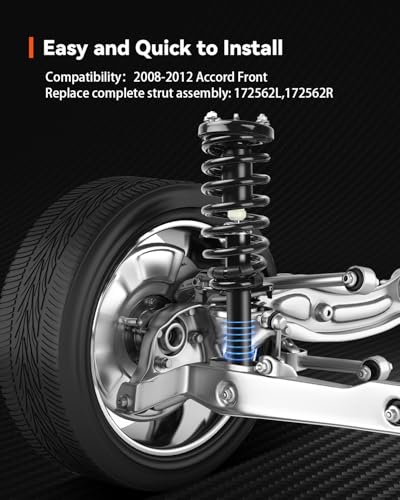 PROEZE Front Strut Assembly for 2008-2012 Accord, Shock Absorber Front with Coil Springs Replace 172562L,172562R, Driver and Passenger Side, 2PCS - size: 08-12 Accord-Front