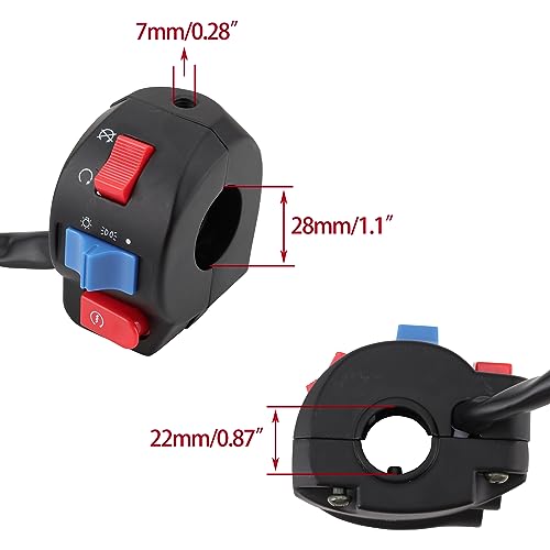 WOOSTAR 3 Function Handle Switch Assembly Replacement for 50cc 70cc 90cc 110cc 125cc Scooter Motorcycle - size: Left and Right